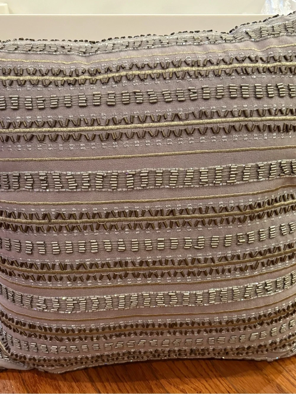 Decorative grey  Embroidered with beads Throw Pillow - Brand Unknown